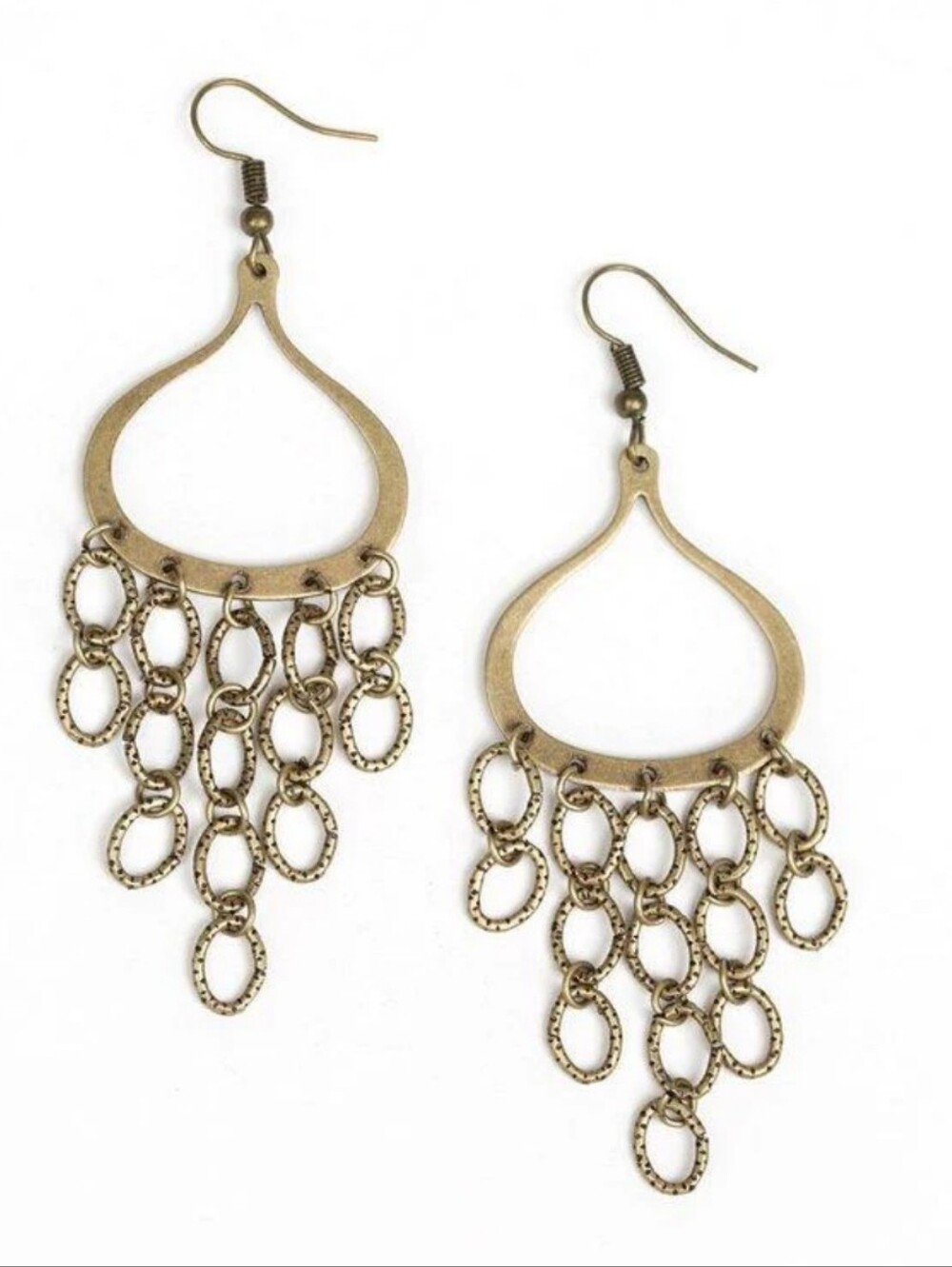 #48 Paparazzi Gold Dangle Teardrop Chain Fringe Earrings